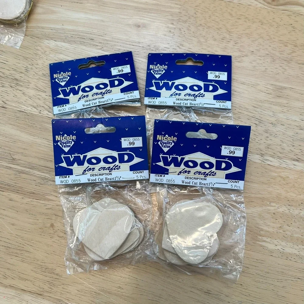 Nicole Wood for Crafts Heart Cutouts Bulk Lot 21 Unfinished DIY 1.75 2.5 5 Inch
